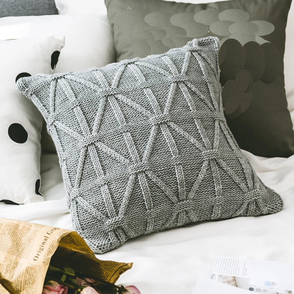18" Knitted Pillow Case Throw Office Sofa Bed Waist Cushion Cover Pillowcase 1pc