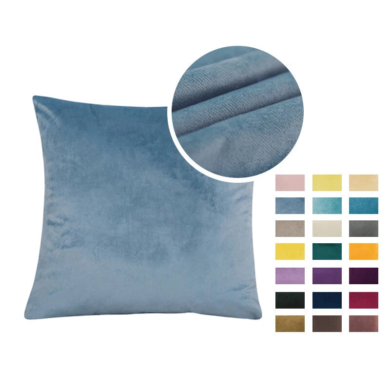 16" Solid Velvet Cushion Cover Candy Color Pillow Case For Sofa Car Home Decor