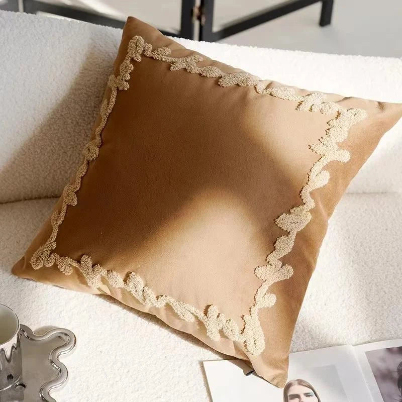 45x45cm Brown Vintage Nordic Throw Pillow Cover Cream Light Luxury Sofa Cushion