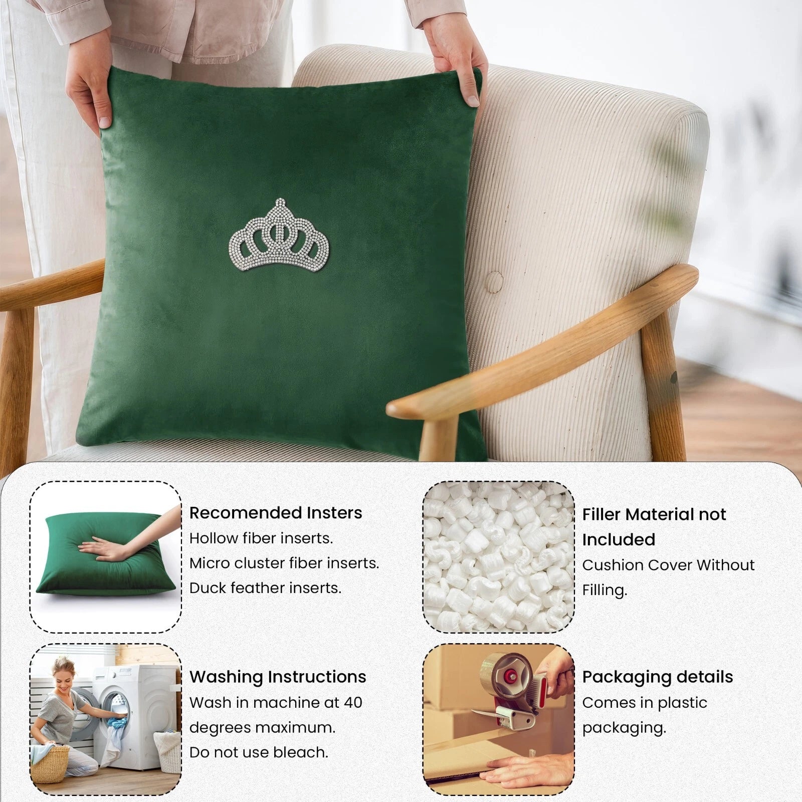 Velvet Cushion Covers Square Sofa Pillow Cases Pack of 4, 3, 2  Bed Sofa Decor