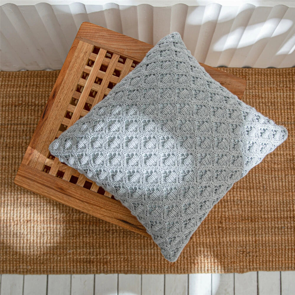 Chunky Knitted Sofa Throw Waist Pillow Case Cushion Covers Square Bedroom Decor