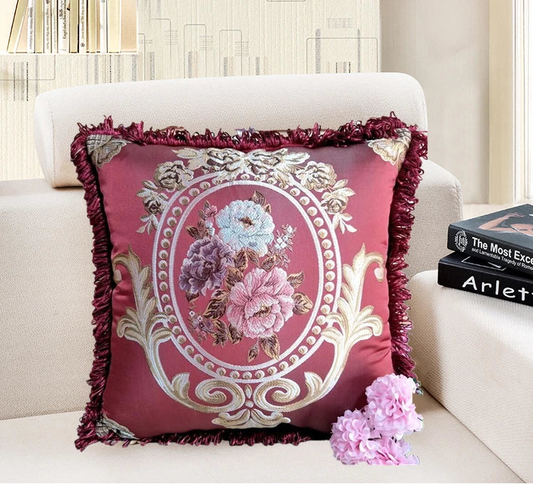 22x22" Classic Vintage Cushion COVER Jacquard Floral Sofa Home Decor Pillow Case