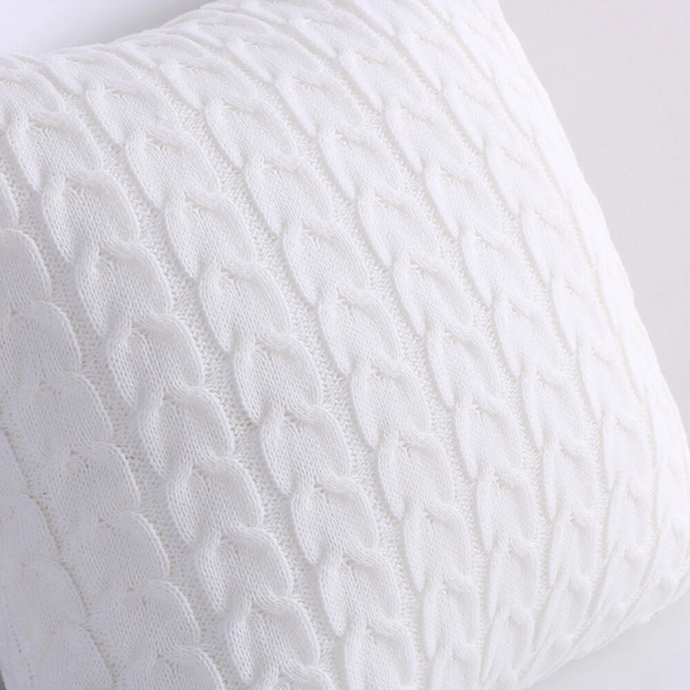 18" Knitted Cushion Waist Plain Pillow Case Sofa Bed Throw Pillow Covers Decor