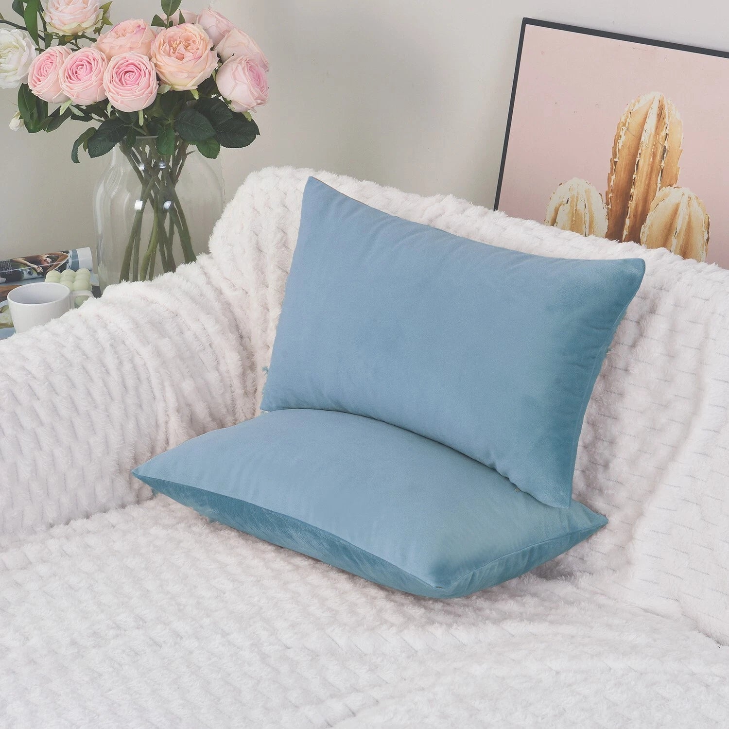 Plain Velvet Cushions Covers 30x51 cm Luxury Soft Velvet Sofa Bed Pillow Cases