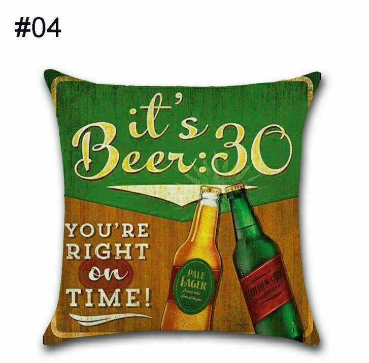 Cover Cushion Pillow Throw Case Vintage Bottle Beer Sofa Wine