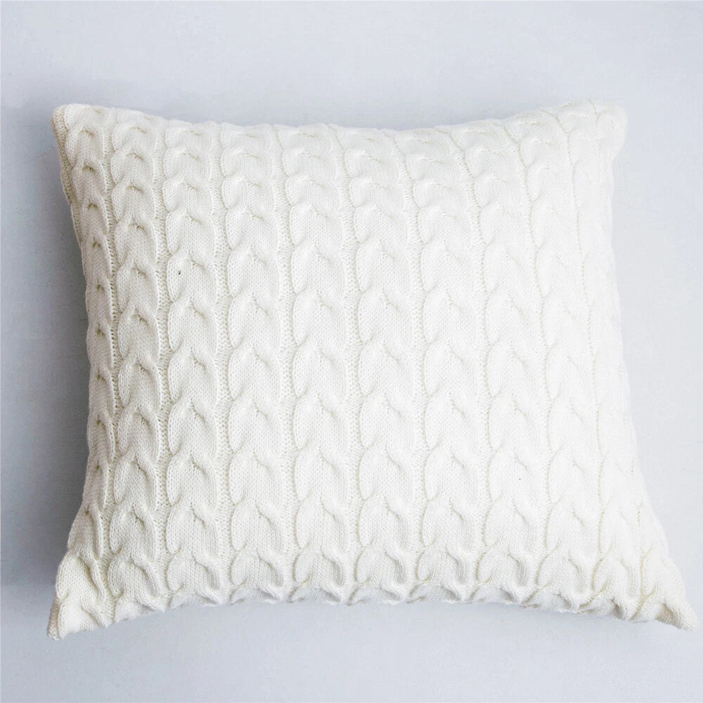 18" Knitted Cushion Waist Plain Pillow Case Sofa Bed Throw Pillow Covers Decor
