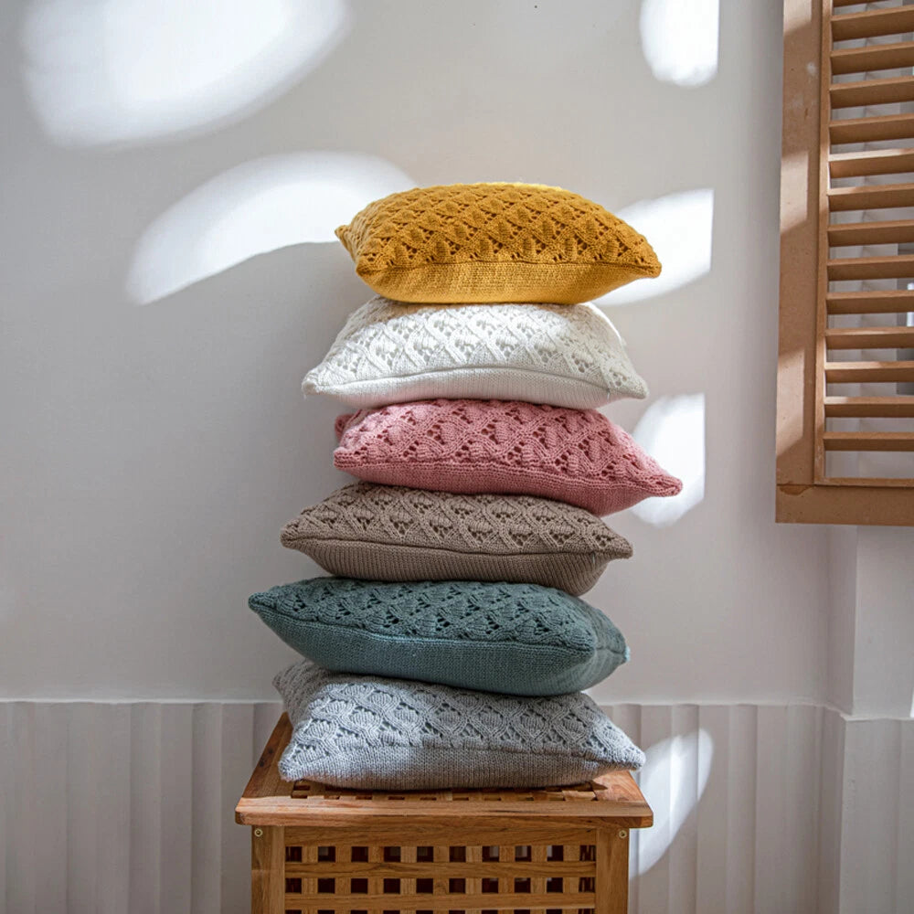 Square Knitted Pillow Case Cushion Cover Sofa Waist Office Pillow Cover Decor