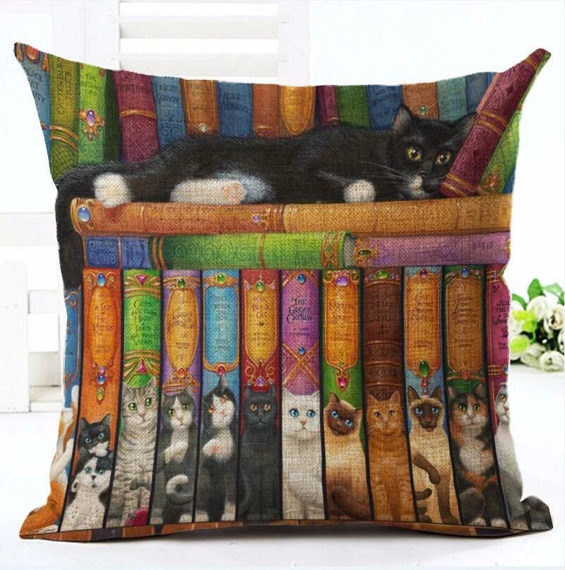 New Cute Cat Party Printed Pillow case Bed Sofa Cushion Cover Home Decorative