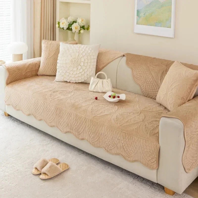Short Plush Sofa Cushion Living Room Non-slip Sofa Towel Mat Couch Cover Corner
