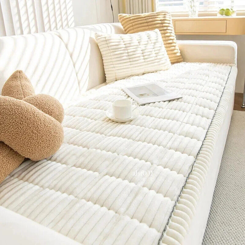 New Corduroy Quilted Sofa Towel Winter Warm Thickening Plush Cushion Couch Cover