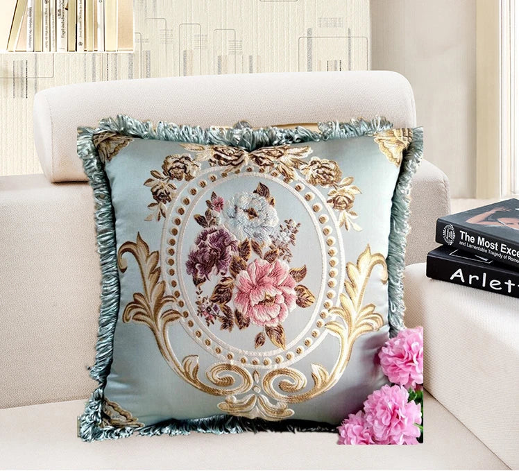 22x22" Classic Vintage Cushion COVER Jacquard Floral Sofa Home Decor Pillow Case