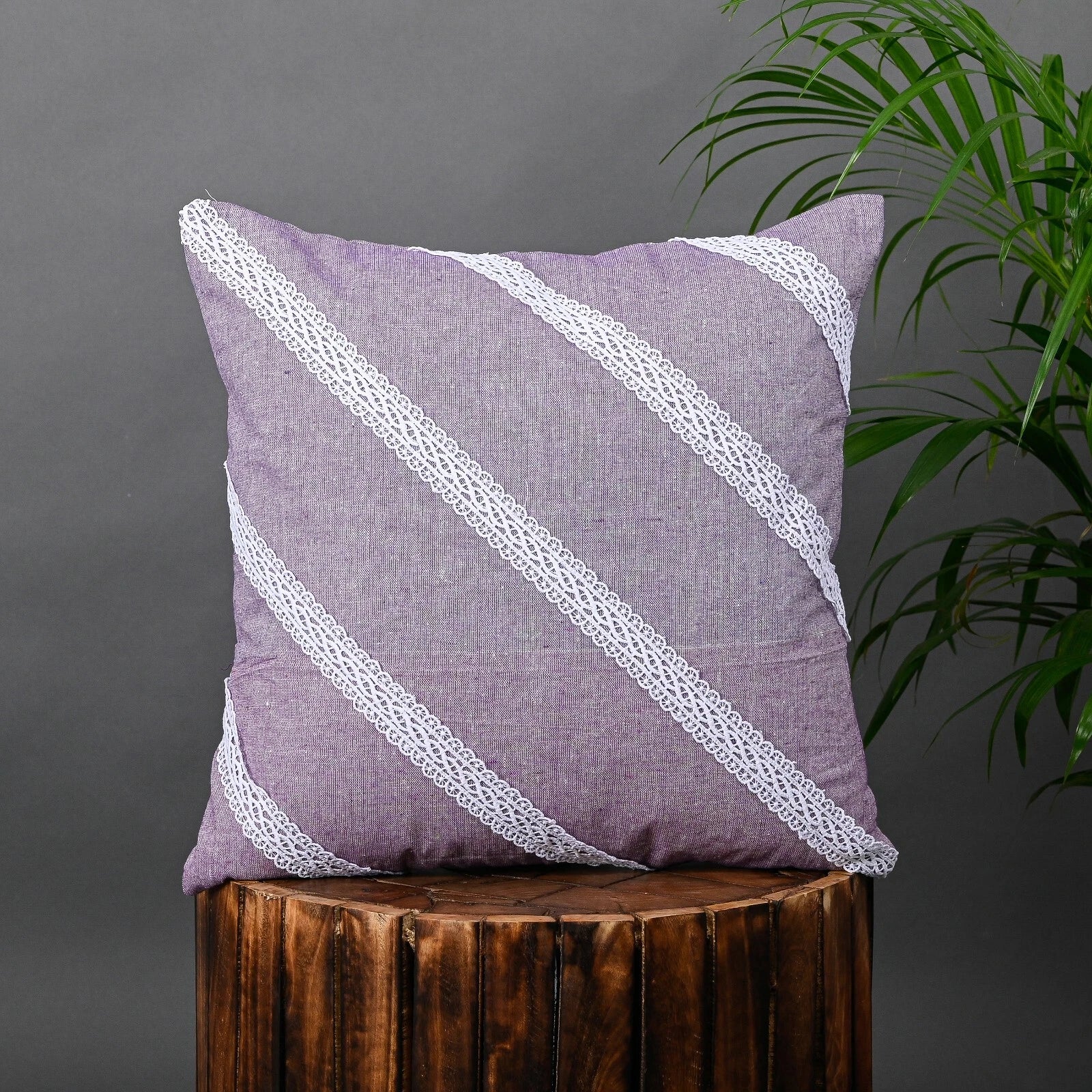 Decorative Cushion Cover Cotton Throw Pillow Case Home Sofa Decor Diagonal Lace