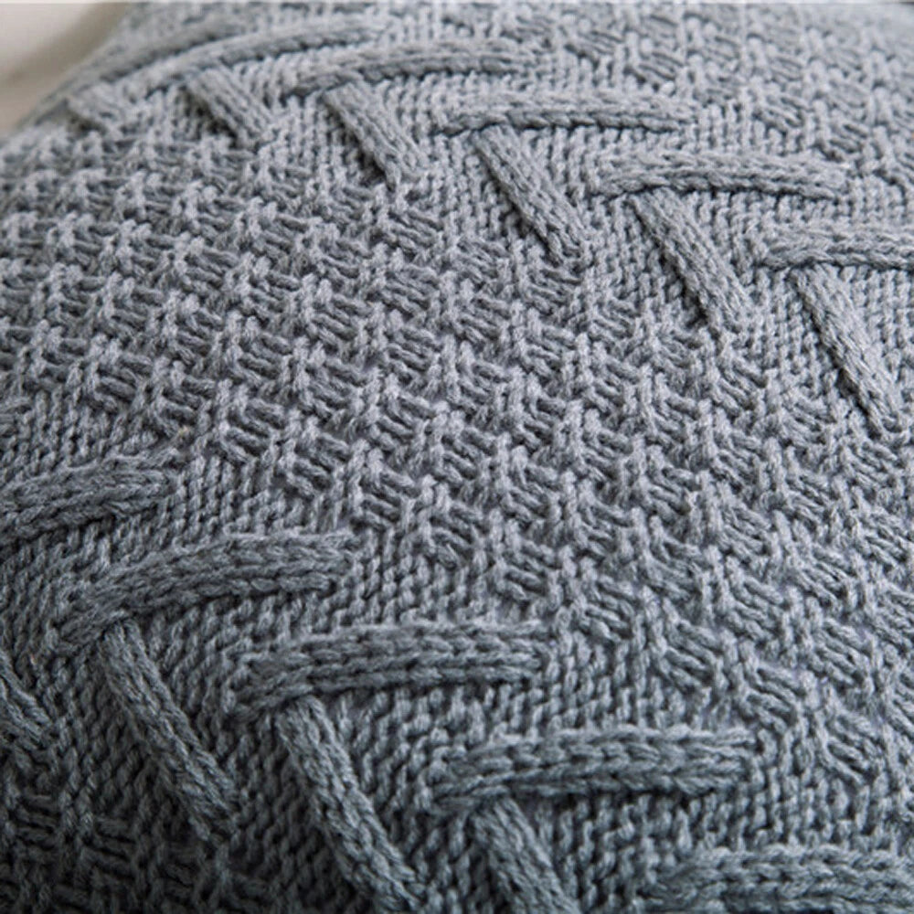18'' Knitted Pillowcase Buttons Sofa Bed Throw Waist Cushion Covers Home Decor