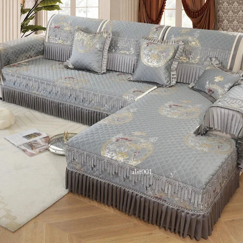 Classical Lace Couch Covers Jacquard Quilted Seat Cushion Universal Skirt Towel