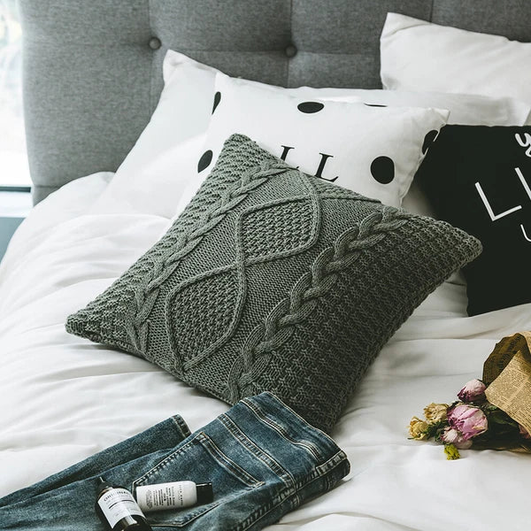 1pc Fashion Throw Pillow Case Sofa Waist Cushion Covers Knitted Home Bed Decor