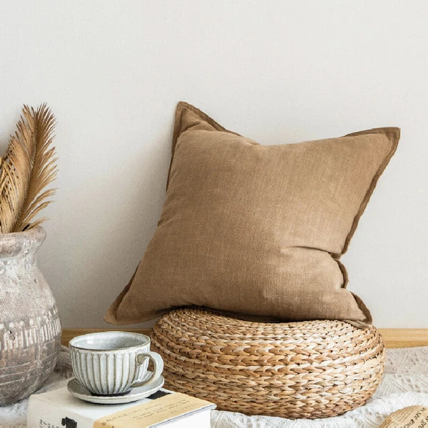 Cotton Linen Blend Cushion Cover Bed Sofa Back Support Case Pillwcase Modern Zip