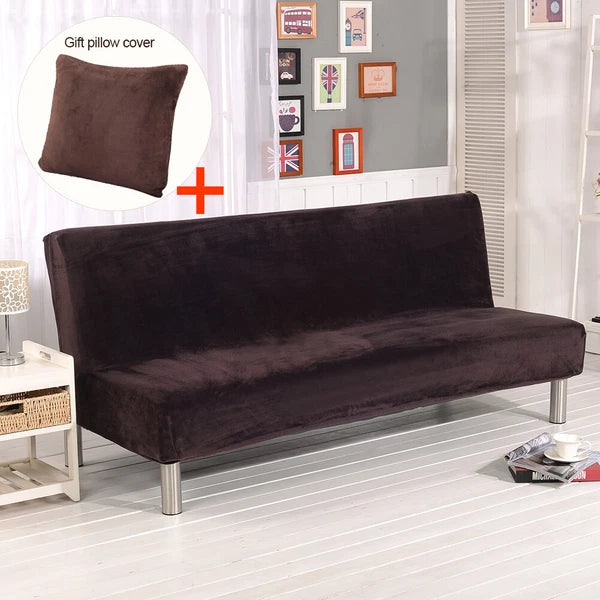 Velvet Armless Sofa Bed Cover Folding Futon Cover Sofa Slipcover 180-210cm