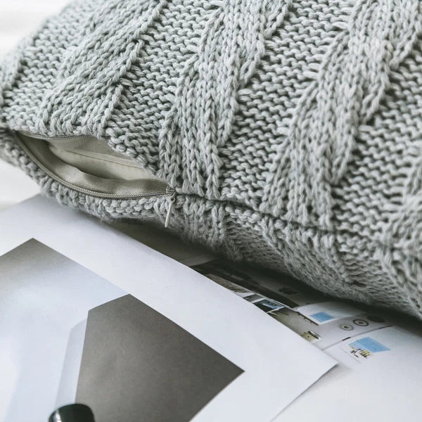 1PC Gray Knitted Sofa Bed Pillowcase Cover Waist Throw Cushions Cover Home Decor