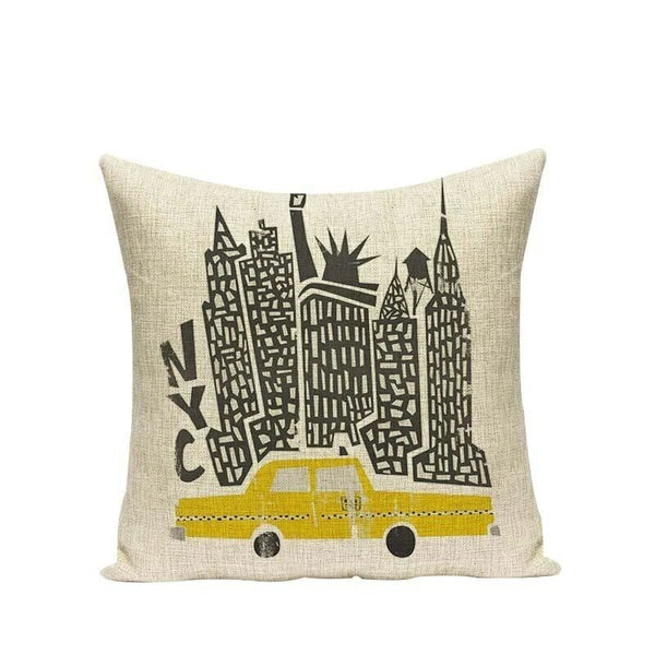High Quality Cushion Cover Creative Building Car Printed Sofa Bed Chair Home