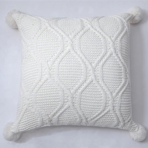 18" Knitted Pillow Case Sofa Bed Soft Pompom Ball Waist Throw Cushions Cover New