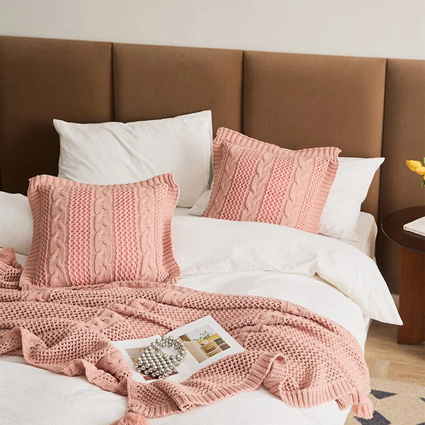 Square Knitted Pillowcase Sofa Bed Throw Waist Cushion Cover Office Pillow Case