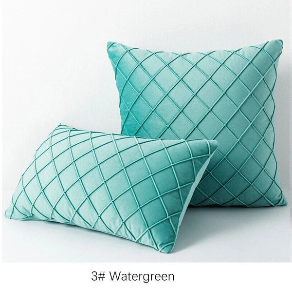 Velvet Check Cushion Cover Soft Pillow Case Sofa Bed Home Decor 18x18in 20x20in