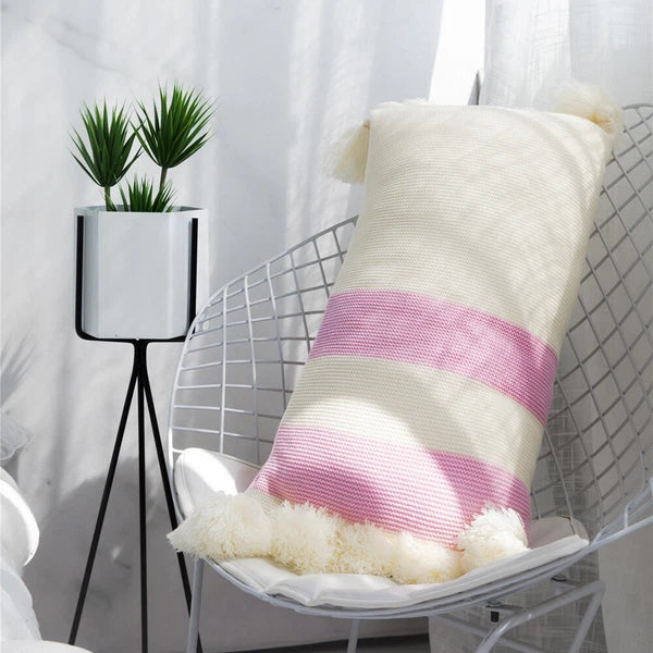 Knitted With Tassel Throw Pillowcase Sofa Office Bed Waist Cushion Pillow Cover