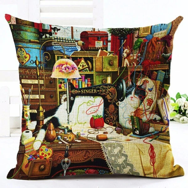 New Cute Cat Party Printed Pillow case Bed Sofa Cushion Cover Home Decorative