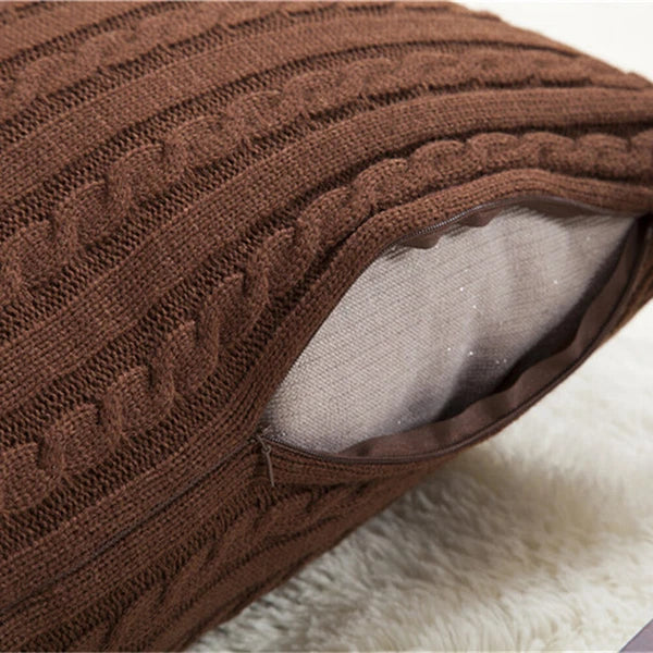 18'' Knitted Pillowcase Buttons Sofa Bed Throw Waist Cushion Covers Home Decor