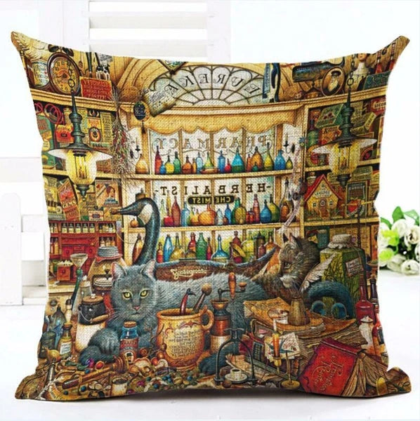 New Cute Cat Party Printed Pillow case Bed Sofa Cushion Cover Home Decorative
