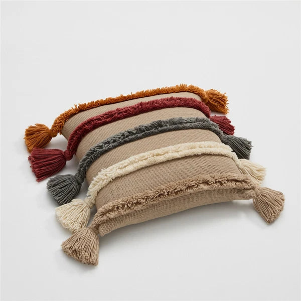 Knitted Pillowcase Throw Waist Cushion Cover Tassel Pillow Case Sofa Bed 45*45cm