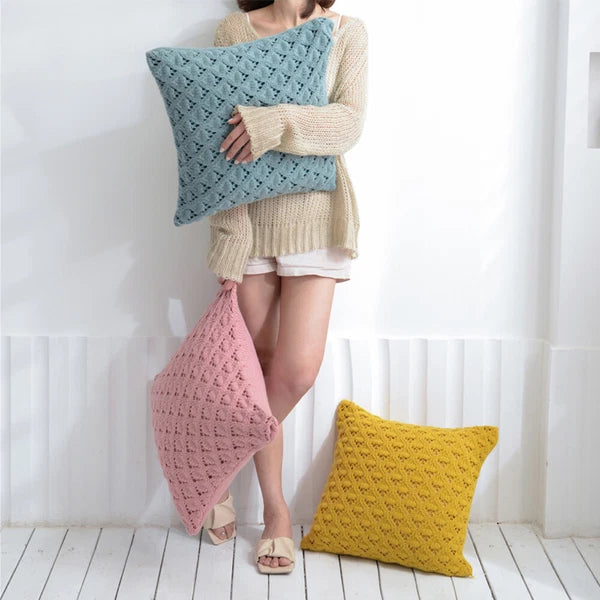 Square Knitted Pillow Case Cushion Cover Sofa Waist Office Pillow Cover Decor