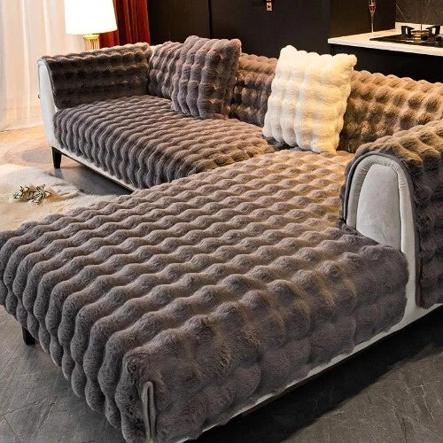 Rabbit Velvet Sofa Cover Three-Dimensional Warm Living Room Sofa Back Cushion