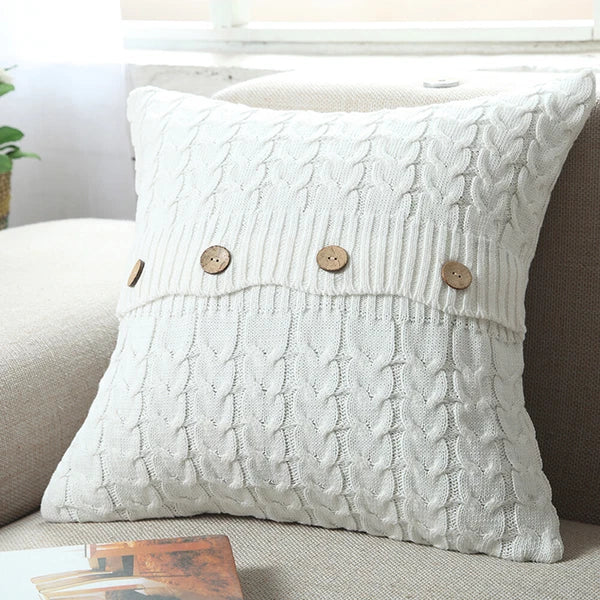 18'' Knitted Pillowcase Buttons Sofa Bed Throw Waist Cushion Covers Home Decor