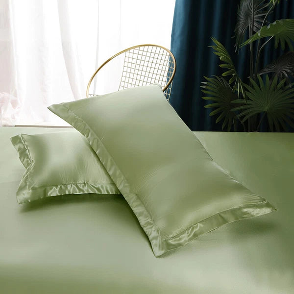2pcs Satin Pillowcase Solid Color Pillow Covers Sofa Throw Cushion Covers Decor