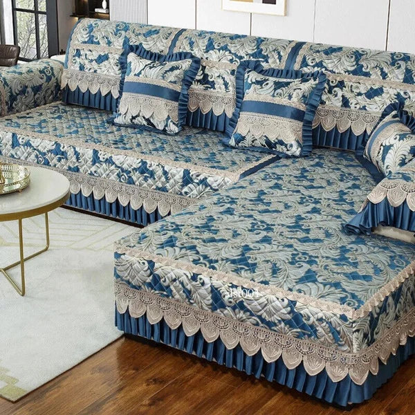 Classical Lace Couch Covers Jacquard Quilted Seat Cushion Universal Skirt Towel