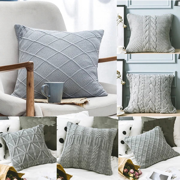 18" Knitted Pillow Case Throw Office Sofa Bed Waist Cushion Cover Pillowcase 1pc