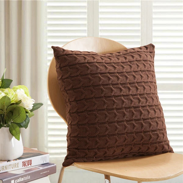 18" Knitted Cushion Waist Plain Pillow Case Sofa Bed Throw Pillow Covers Decor