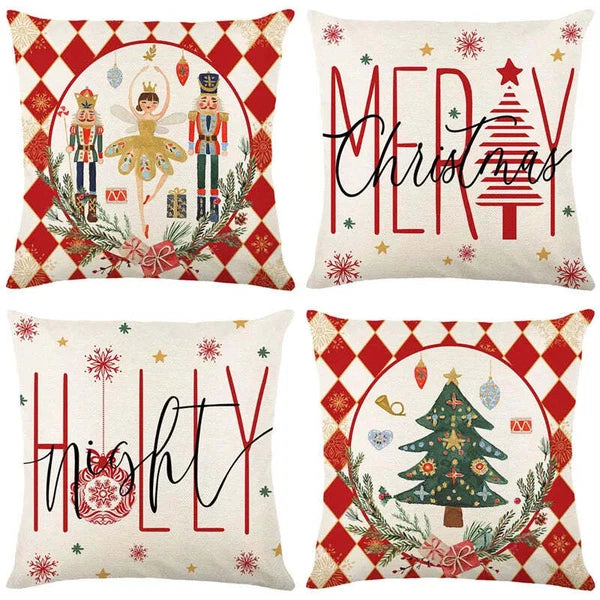 Pink Christmas Tree Pillowcase -  Cushion Cover for Sofa, Living