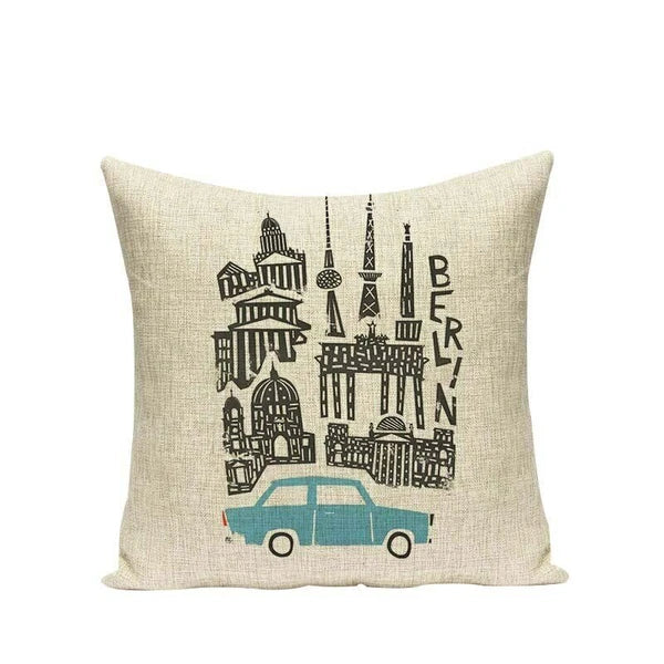 High Quality Cushion Cover Creative Building Car Printed Sofa Bed Chair Home