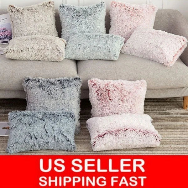Velvet Plush Fur Faux Pillow Case Bed Sofa Waist Throw Cushion Cover Home Decor