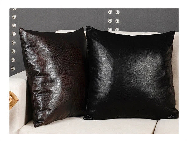 Retro Luxury Faux PU Leather Pillow Case Cushion Cover Throw Sofa Bed Home Decor