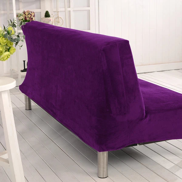 Velvet Armless Sofa Bed Cover Folding Futon Cover Sofa Slipcover 180-210cm