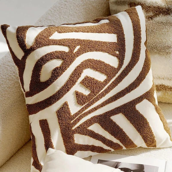 45x45cm Brown Vintage Nordic Throw Pillow Cover Cream Light Luxury Sofa Cushion