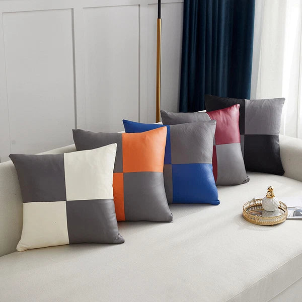 PU Leather Throw Pillow Case Decorative Cushion Cover Sofa Bed Home Decor