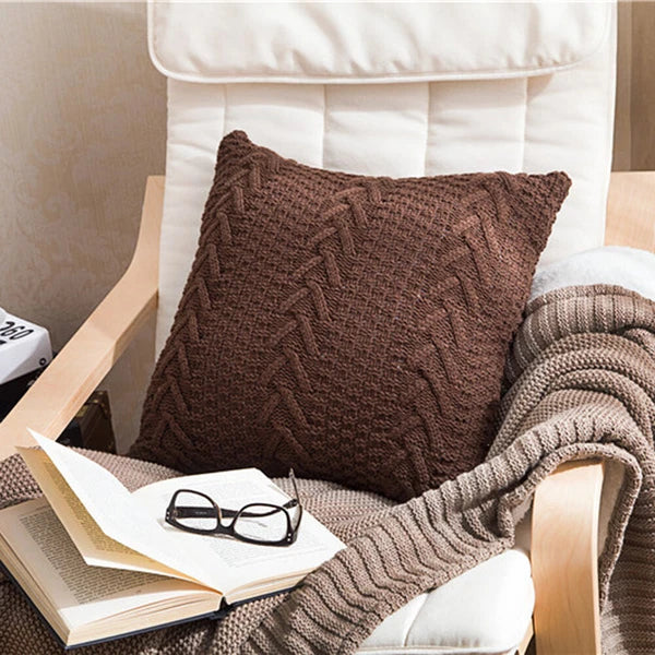 18'' Knitted Pillowcase Buttons Sofa Bed Throw Waist Cushion Covers Home Decor