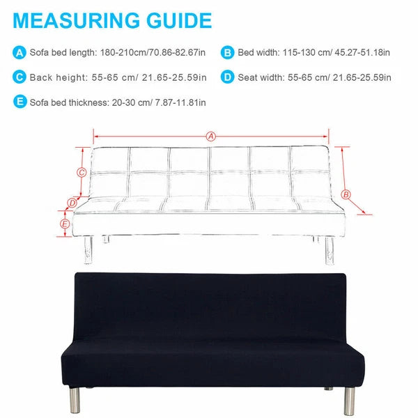 Armless Sofa Bed Cover Stretch Slipcover Solid Protector Spandex Plush Trim