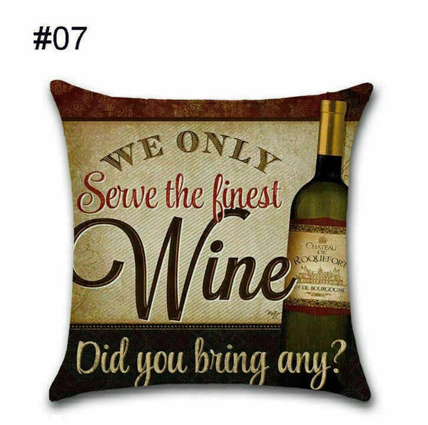 Cover Cushion Pillow Throw Case Vintage Bottle Beer Sofa Wine