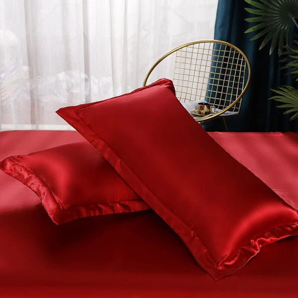 2pcs Smooth Satin Pillowcase 48*74cm Solid Color Sofa Cushion Covers Home Decor