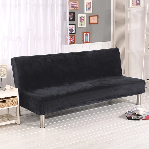 Velvet Armless Sofa Bed Cover Folding Futon Cover Sofa Slipcover 180-210cm